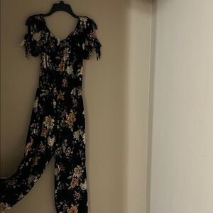 Xhilaration Black Floral Jumpsuit